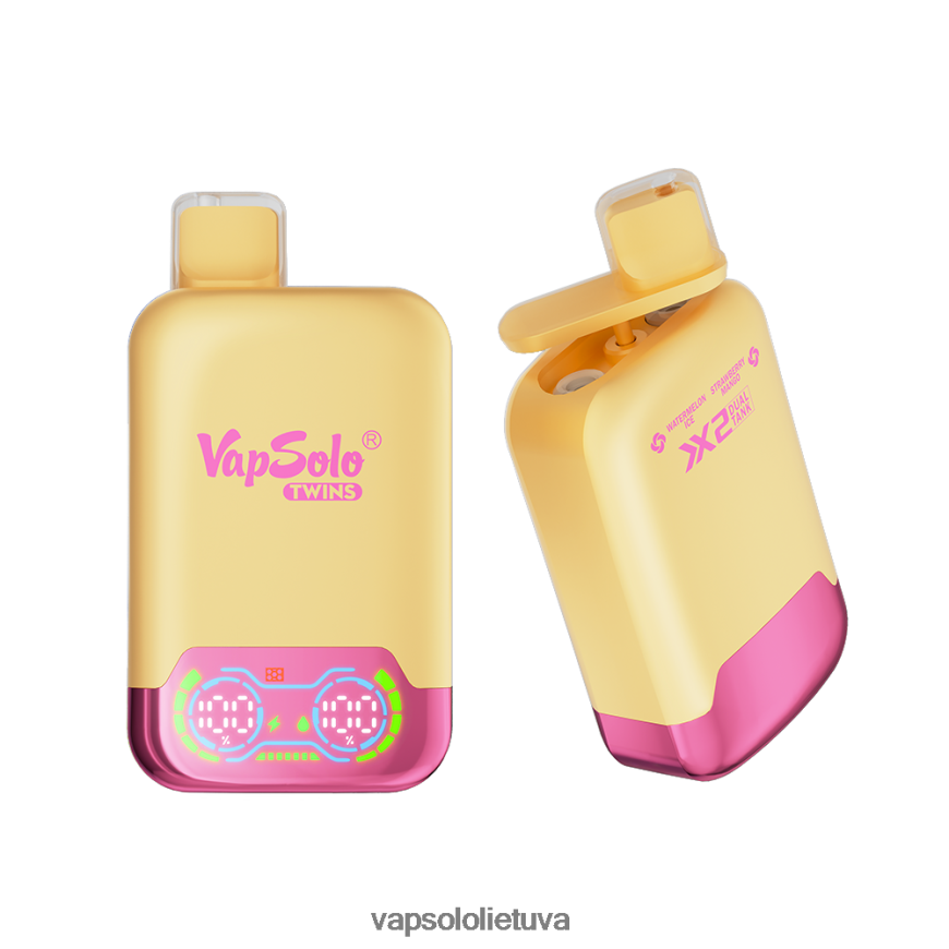 VapSolo Flavours - VapSolo TWINS vienkartiniai garai DZ482B35 arbūzų ledas ir braškių mangai