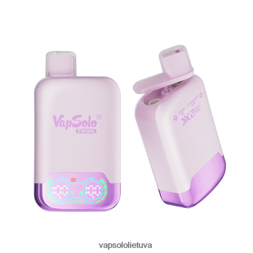 VapSolo Lietuva - VapSolo TWINS vienkartiniai garai DZ482B28 vynuogių ledas ir braškių kiviai