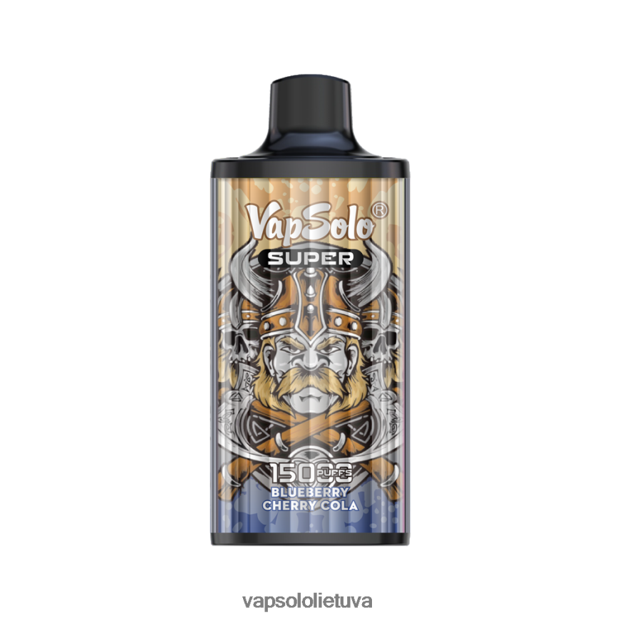 VapSolo Review - VapSolo SUPER vienkartiniai garai DZ482B15 mėlynių vyšnių kola