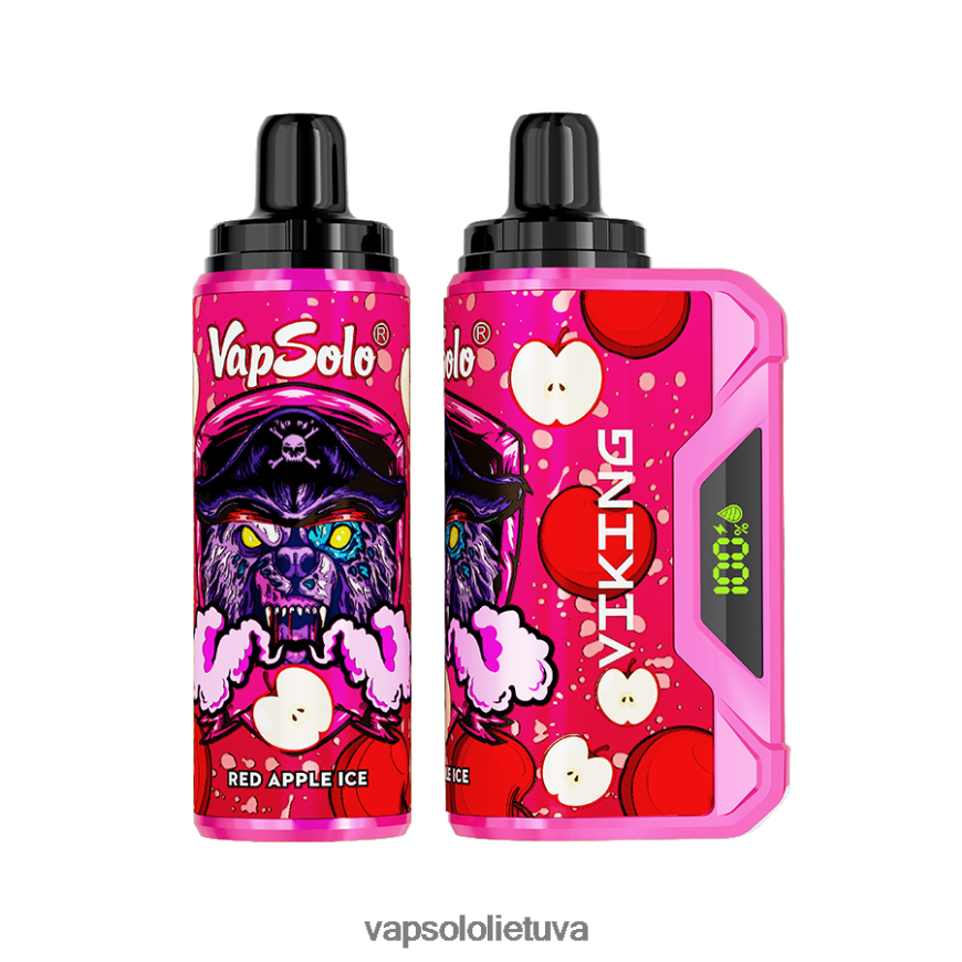 VapSolo Review - VapSolo VIKING vienkartiniai garai DZ482B42 raudonų obuolių ledas